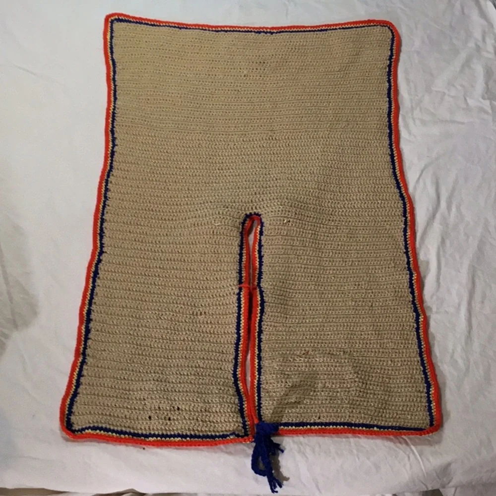 Handmade Kids Crochet Car Vest - Red and Blue